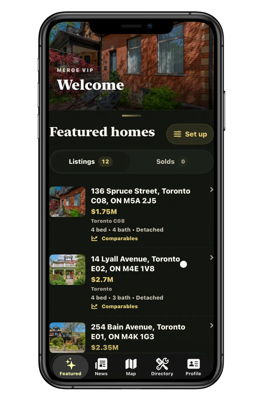 Example of a real estate agent's branded client app powered by OTO